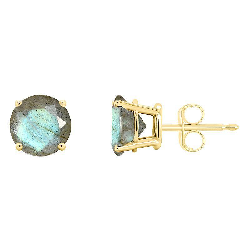 Celebration Gems 14k White Gold Round Labradorite Stud Earrings, Womens Product Image