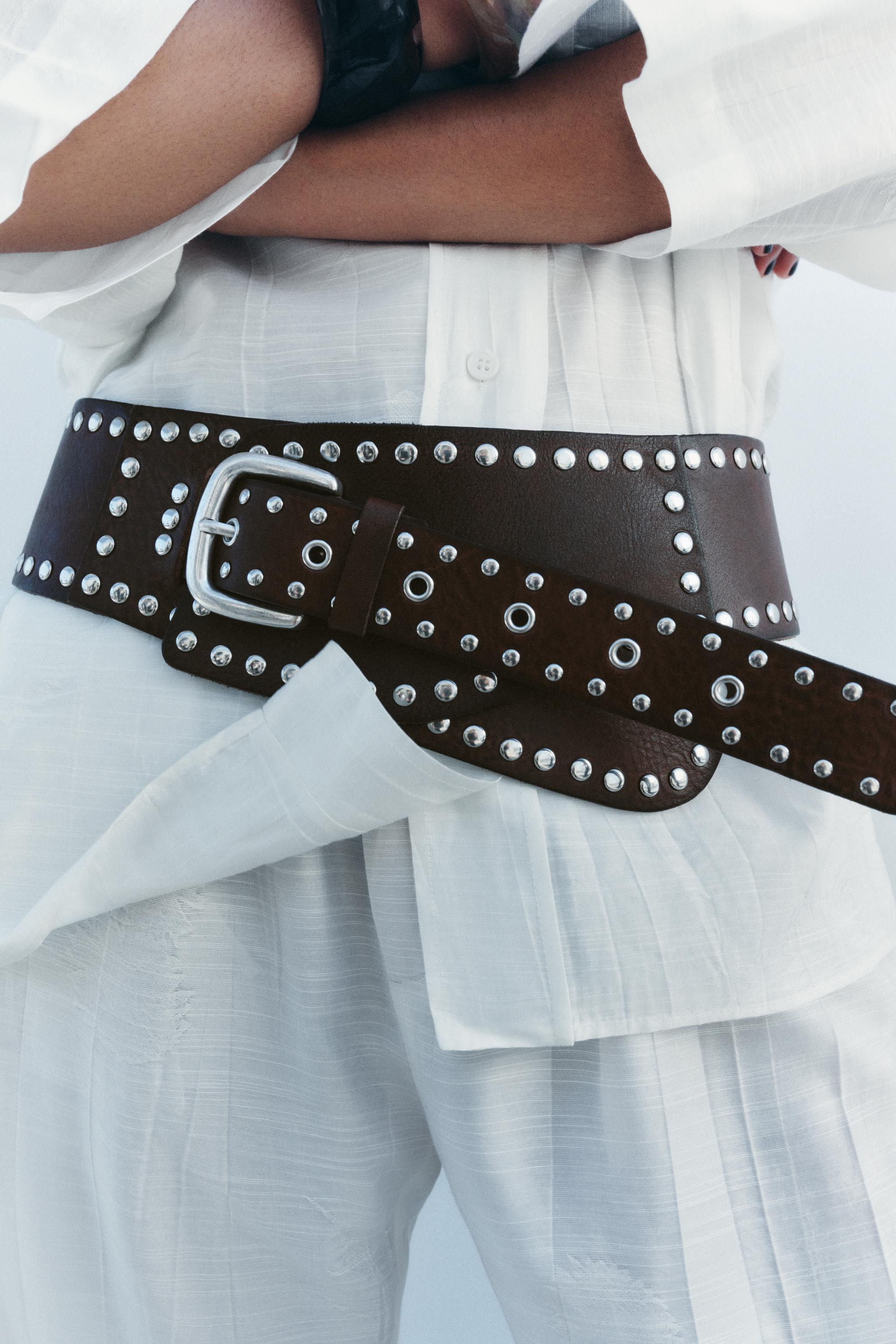 DISTRESSED EFFECT STUDDED SASH BELT Product Image