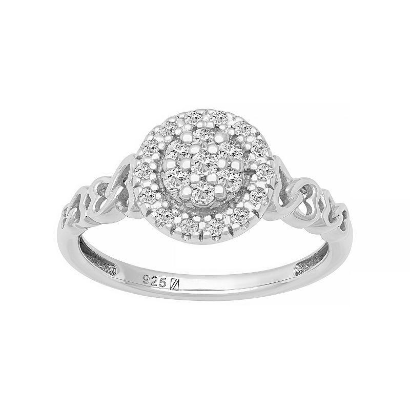 Love Always Sterling Silver 1/4 Carat T.W. Diamond Halo Ring, Womens Product Image