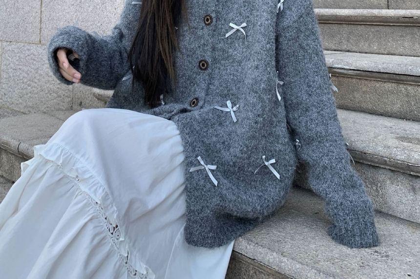 Round Neck Bow Cardigan Product Image