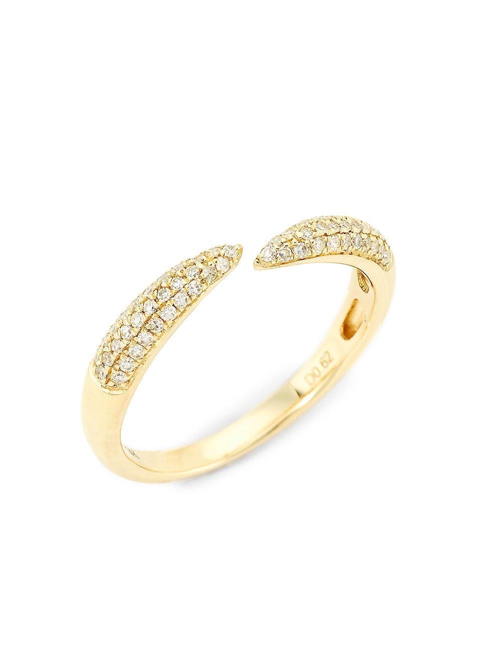 Womens 14K Yellow Gold & 0.19 TCW Diamond Pav Claw Ring Product Image