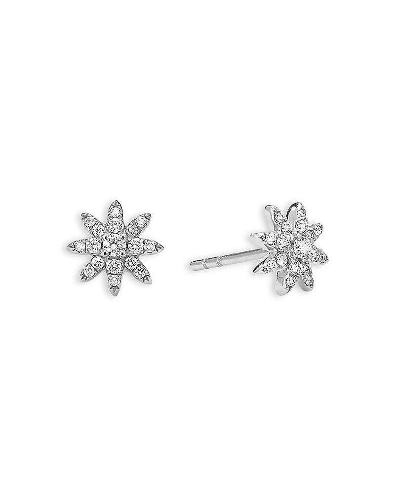 David Yurman 18K White Gold Starburst Diamond Stud Earrings Product Image