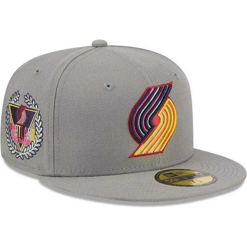 Mens New Era Gray Portland Trail Blazers Color Pack 59FIFTY Fitted Hat Product Image