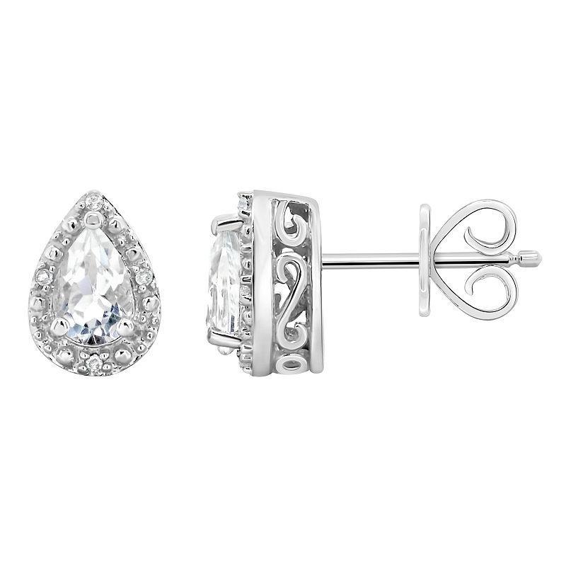 Gemstone and Diamond Accent Stud Earrings in Sterling Silver Product Image