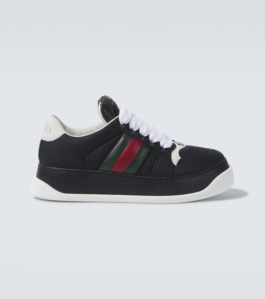 GUCCI Gg Screener Canvas And Leather Sneakers In Black   Product Image