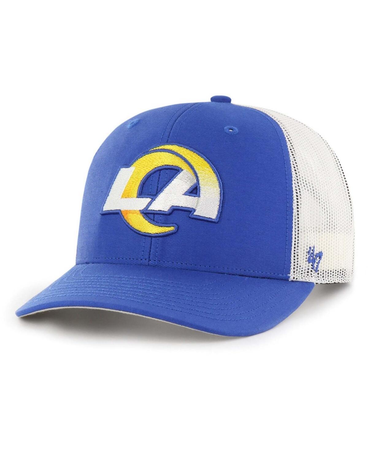 Mens 47 Royal/White Los Angeles Rams Trucker Snapback Hat Product Image