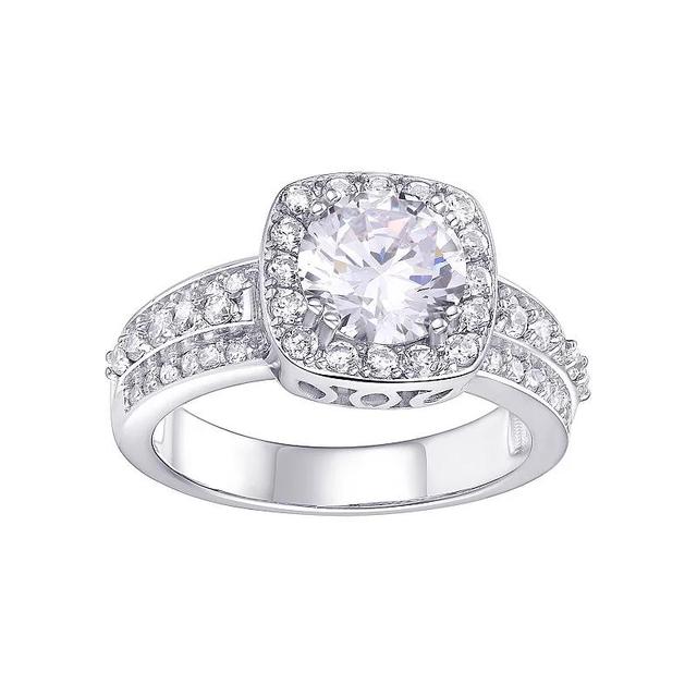 Forever Radiant Sterling Silver Cubic Zirconia Halo Ring, Womens Product Image