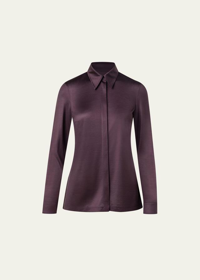 Womens Silk Jersey Button-Up Shirt Product Image