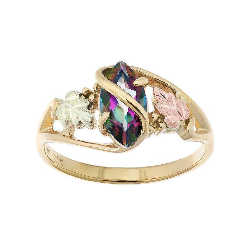 Black Hills Gold Tri-Tone Mystic Fire Topaz Ring, Womens 10k Gold Product Image