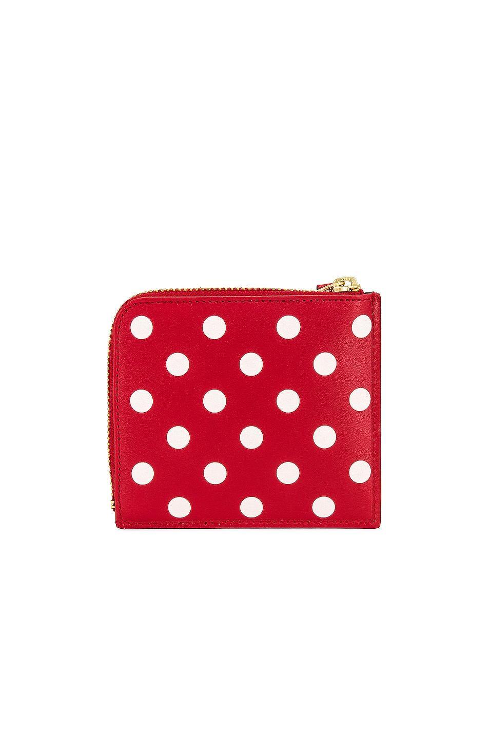 COMME des GARCONS Dots Printed Leather Zip Wallet Red.. Product Image