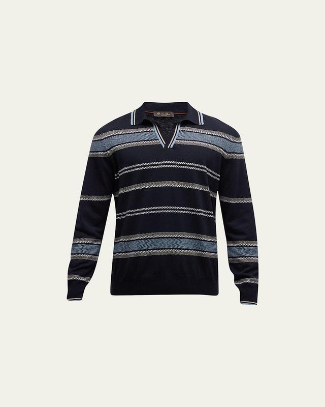 Mens Avaika Silk Stripe Polo Sweater Product Image