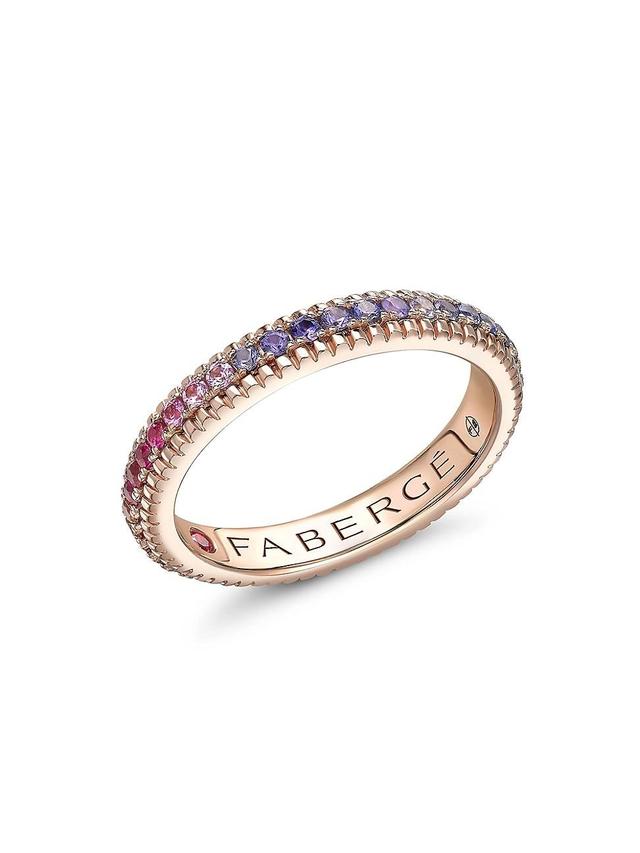 Womens Colors of Love Rose Gold Rainbow Multicolored Gemstone Fluted Eternity Ring Product Image