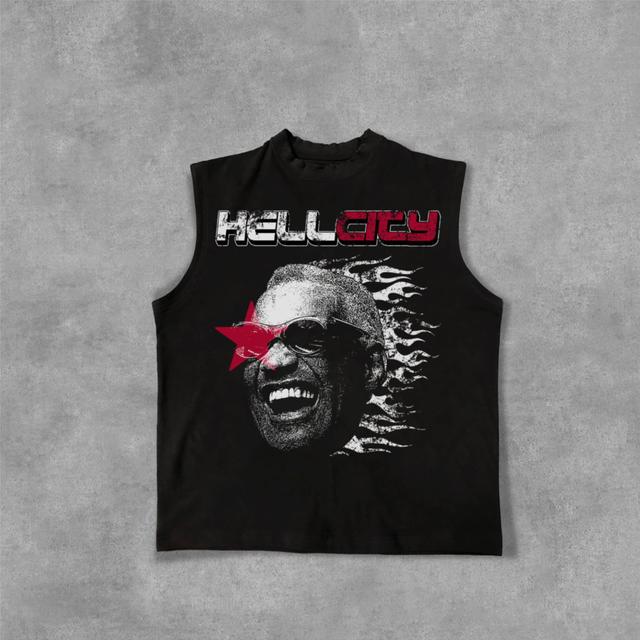 Hellcity - Flame Player Graphics Cotton Tank Top Product Image