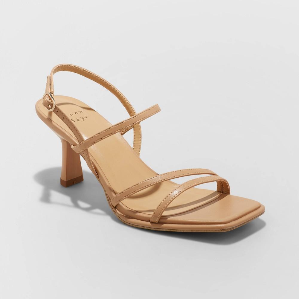 Womens Dottie Strappy Heels - A New Day Tan 11 Product Image