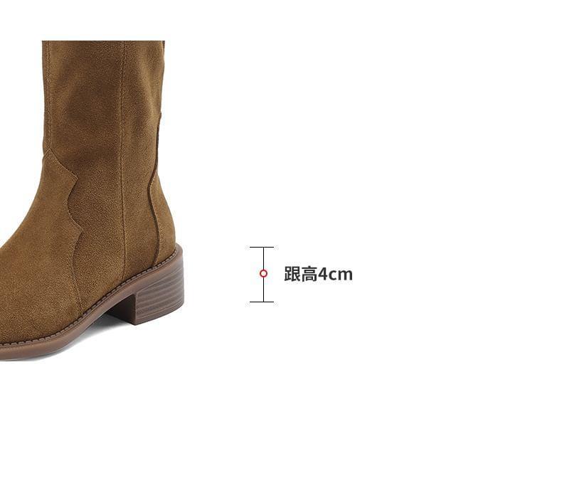 Faux Suede Chunky Heel Tall Boots Product Image