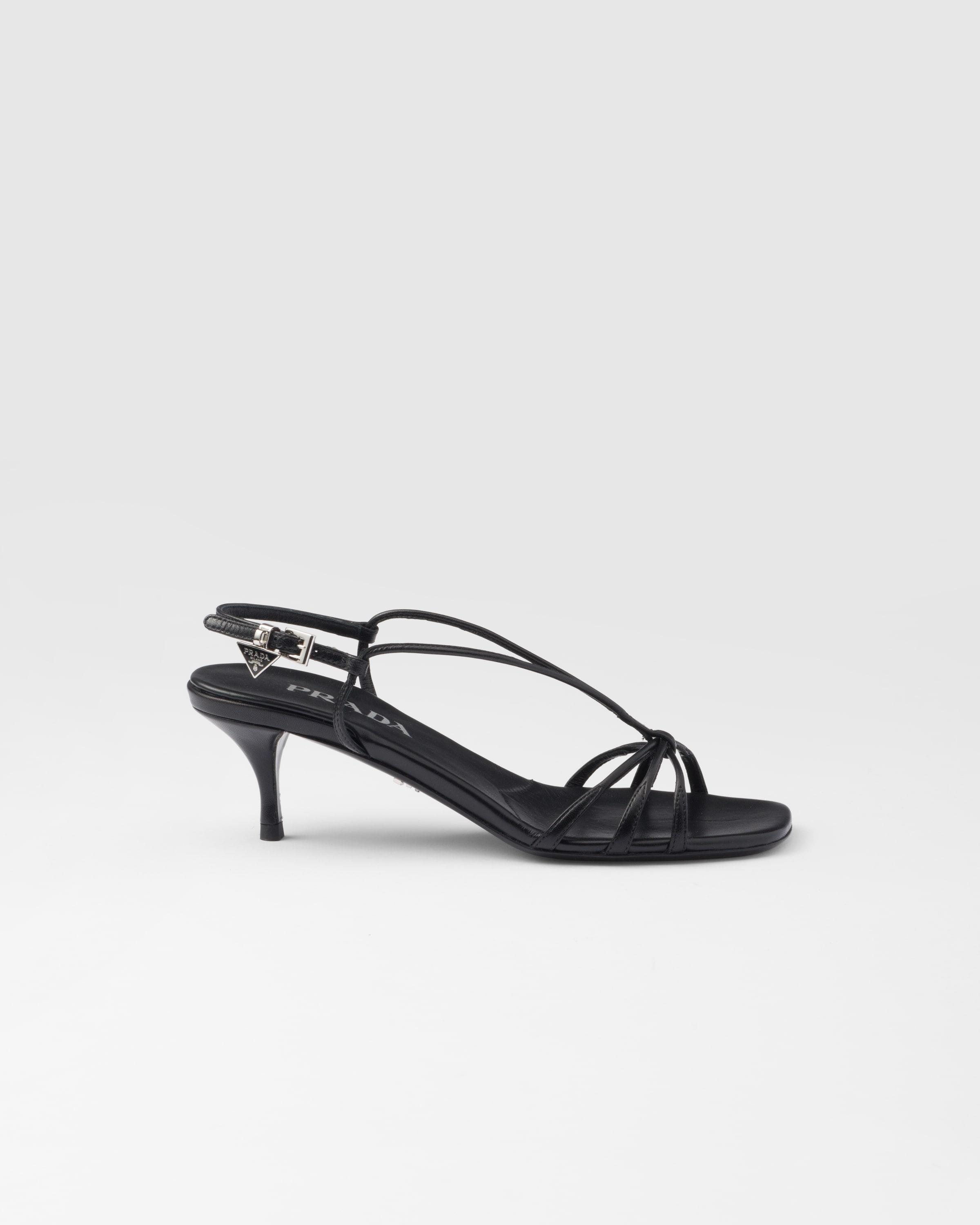 PRADA Brushed Leather Slingback Sandals In Black Product Image