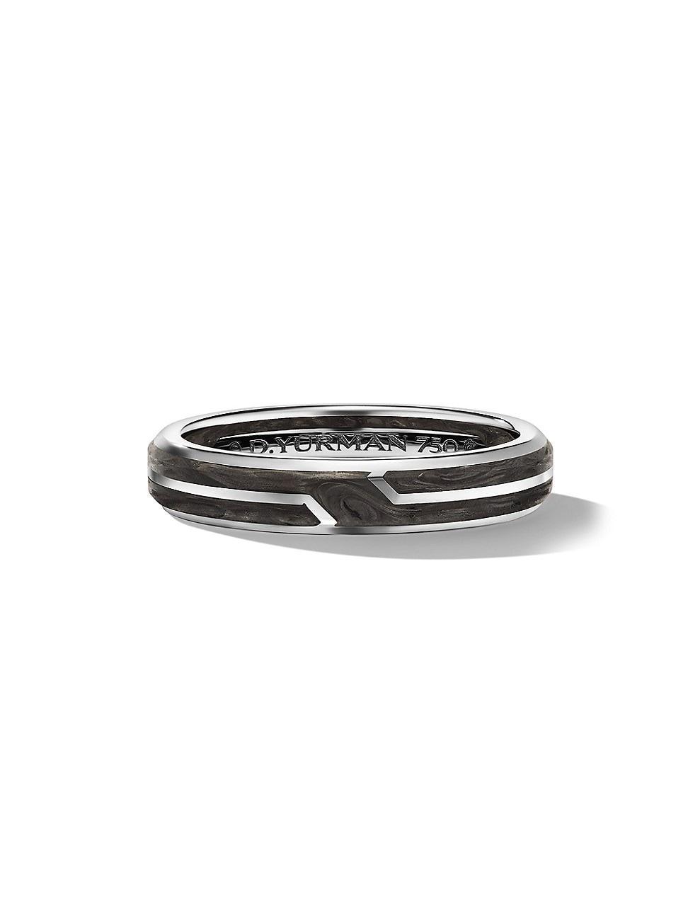 Mens Forged Carbon Band Ring in 18K White Gold Product Image