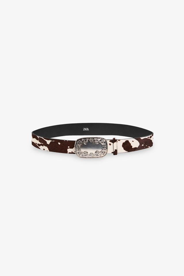 LEATHER COWBOY BELT WITH ANIMAL PRINT Product Image