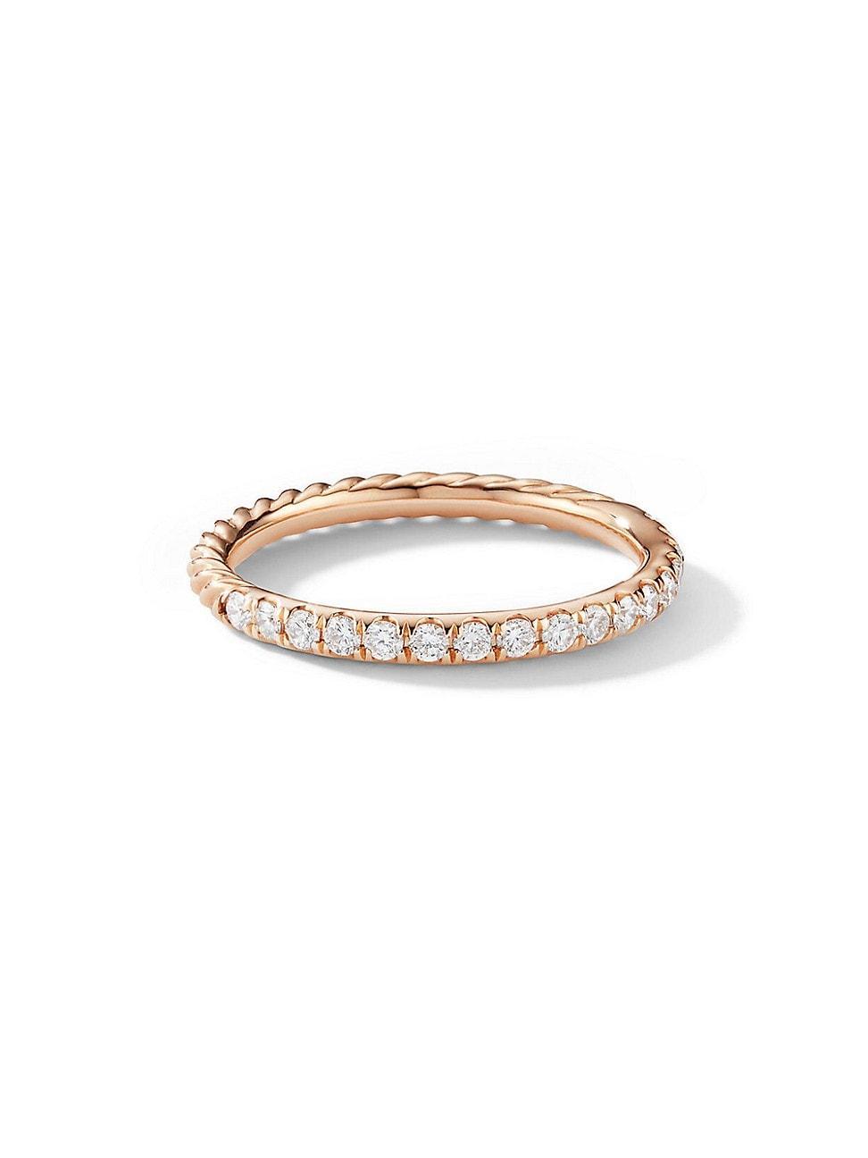 Womens Cable Collectibles Stack Ring in 18K Rose Gold with Pav Diamonds Product Image