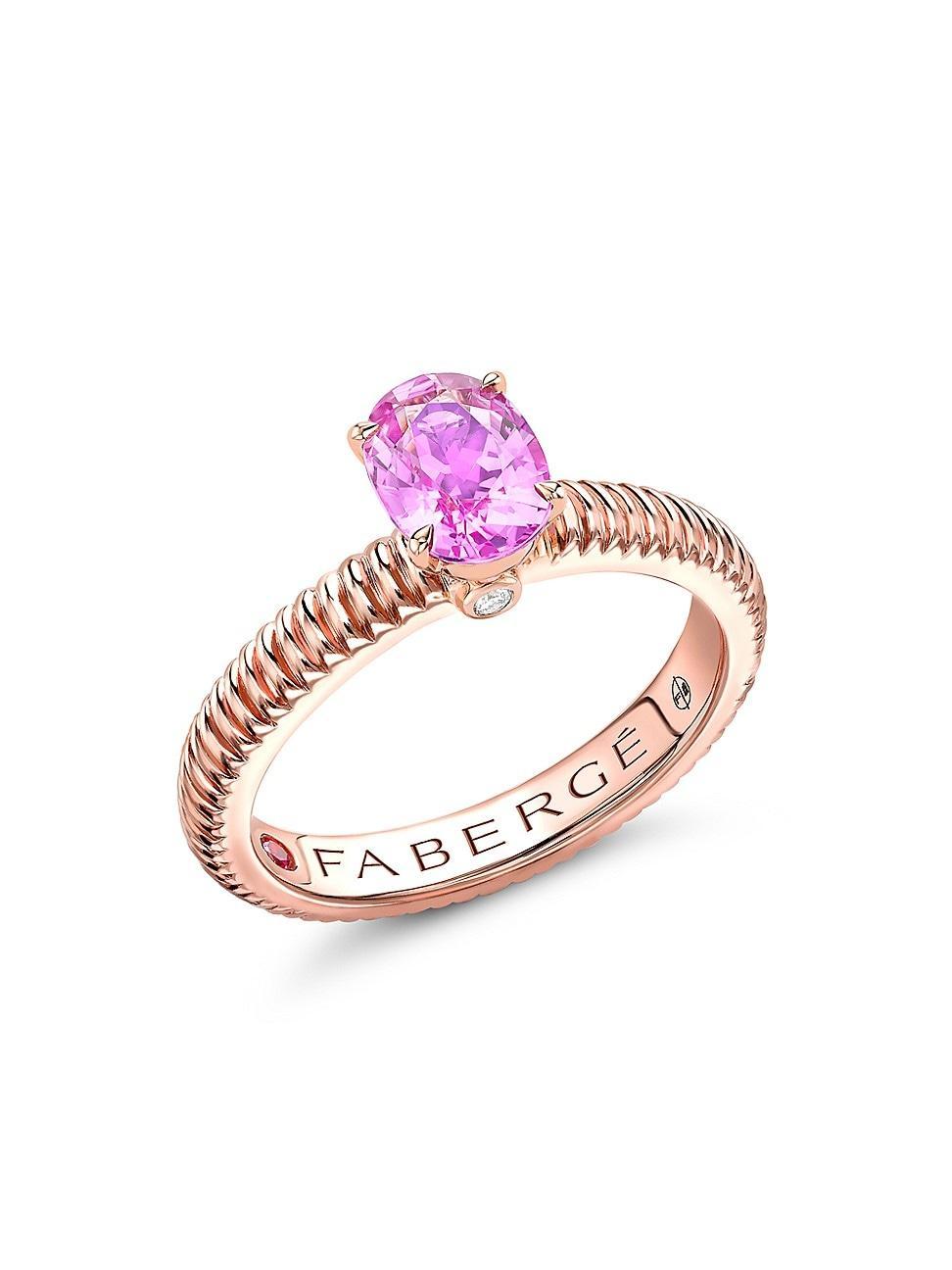 Womens Colours of Love Rose Gold Pink Sapphire Fluted Ring Product Image