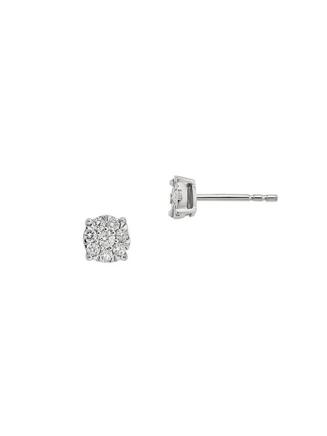 Womens 14K White Gold Blossom Diamond Studs Product Image