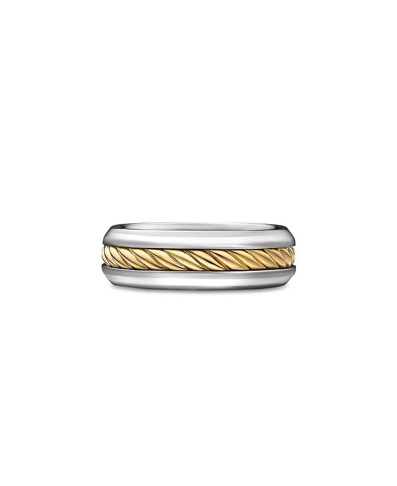 David Yurman Mens Cable Inset Band Ring in Sterling Silver with 18K Yellow Gold, 8mm Product Image