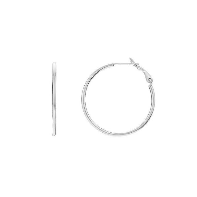 PRIMROSE Sterling Silver Tube Hoop Earrings, Womens Grey Product Image