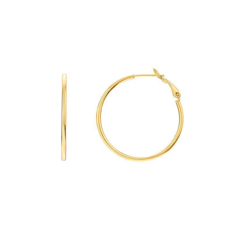 14k Gold Plated Hoop Earrings, Womens, Yellow Product Image