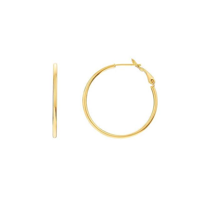 14k Gold Plated Hoop Earrings, Womens, Yellow Product Image