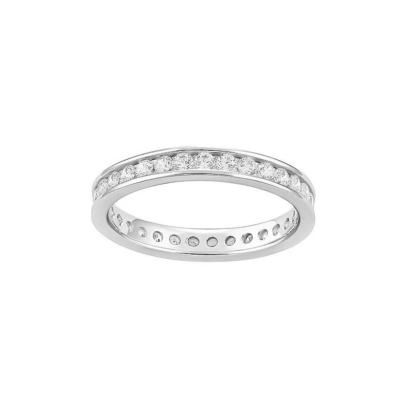 PRIMROSE Fine Silver Plated Cubic Zirconia Channel Band Ring, Womens Silvertone White Product Image