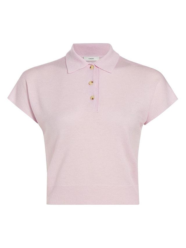 Womens Cap-Sleeve Knit Polo Shirt Product Image