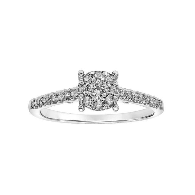 Sterling Silver 1/3 Carat T.W. Diamond Engagement Ring, Womens Product Image