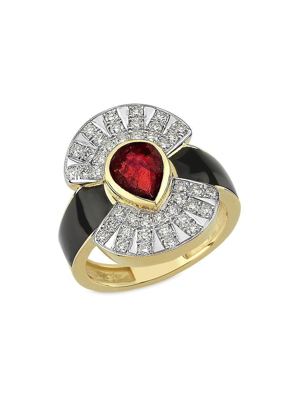 Womens Reflection Two-Tone 14K Gold, Ruby & 0.6 TCW Diamond Ring Product Image