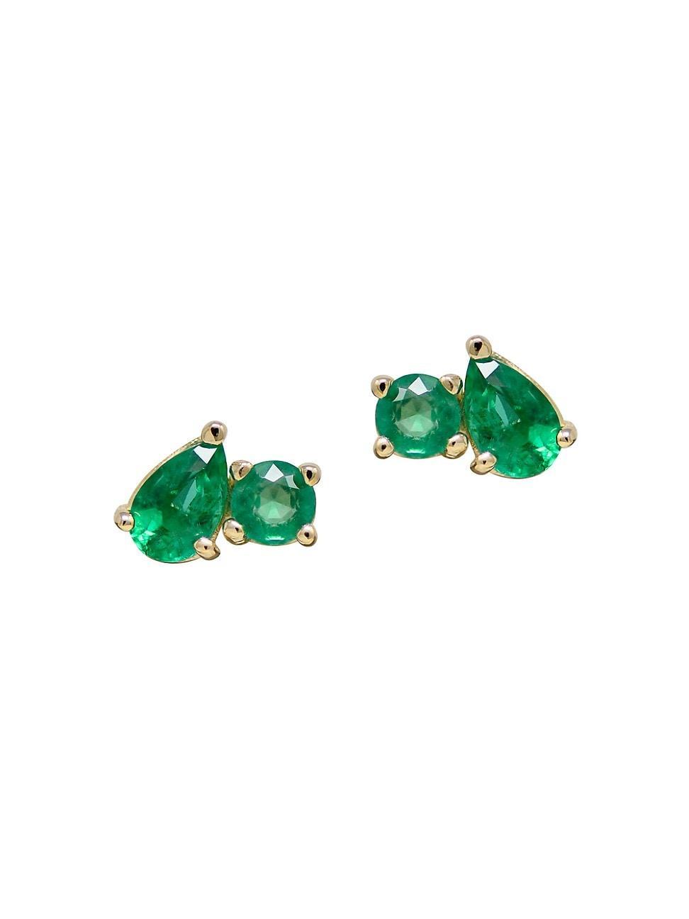 Womens Anzie X Mel Soldera 14K Yellow Gold & Emerald Stud Earrings Product Image