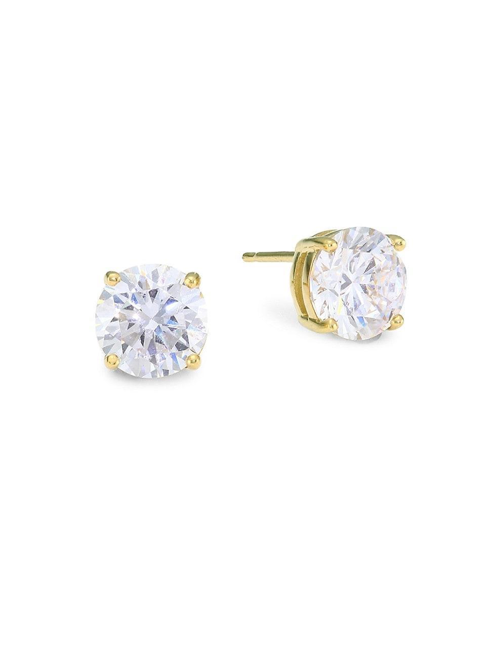 Womens 18K-Gold-Plated & Cubic Zirconia Stud Earrings Product Image