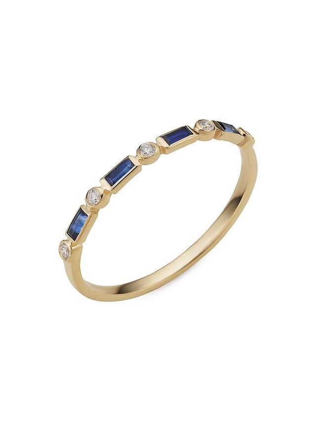 Womens 14K Yellow Gold Crown Jewels Sapphire Diamond Ring Product Image