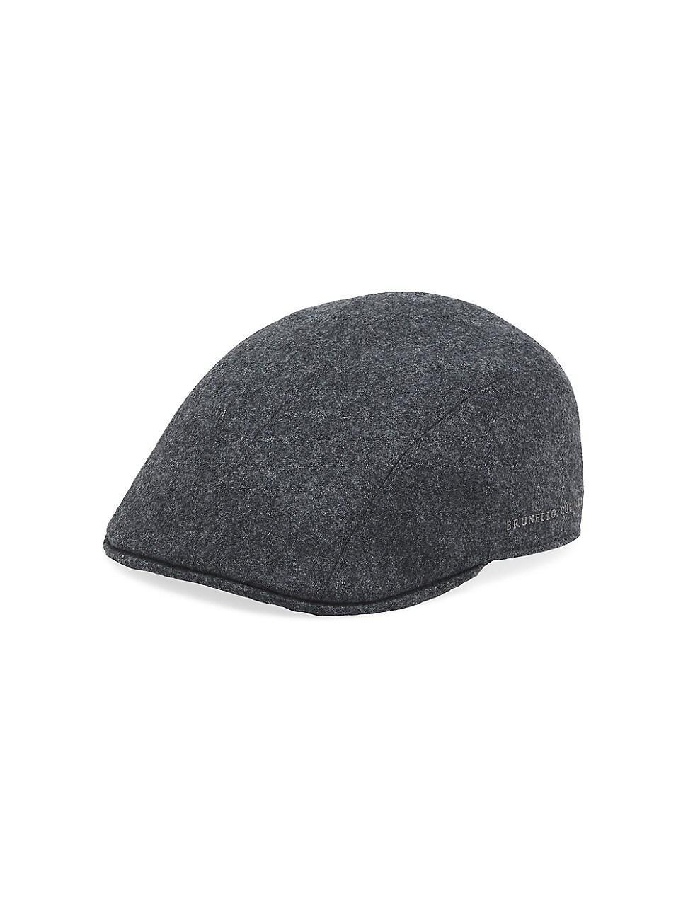 Mens Virgin Wool Flannel Flat Cap with Logo product image