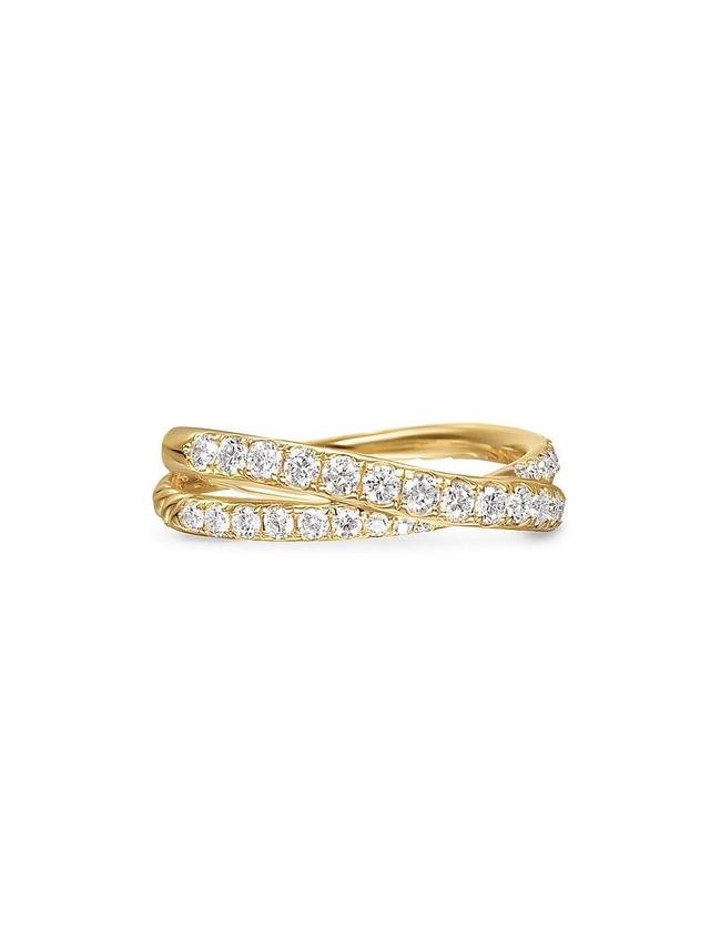 Womens Pav Crossover Ring in 18K Yellow Gold Product Image