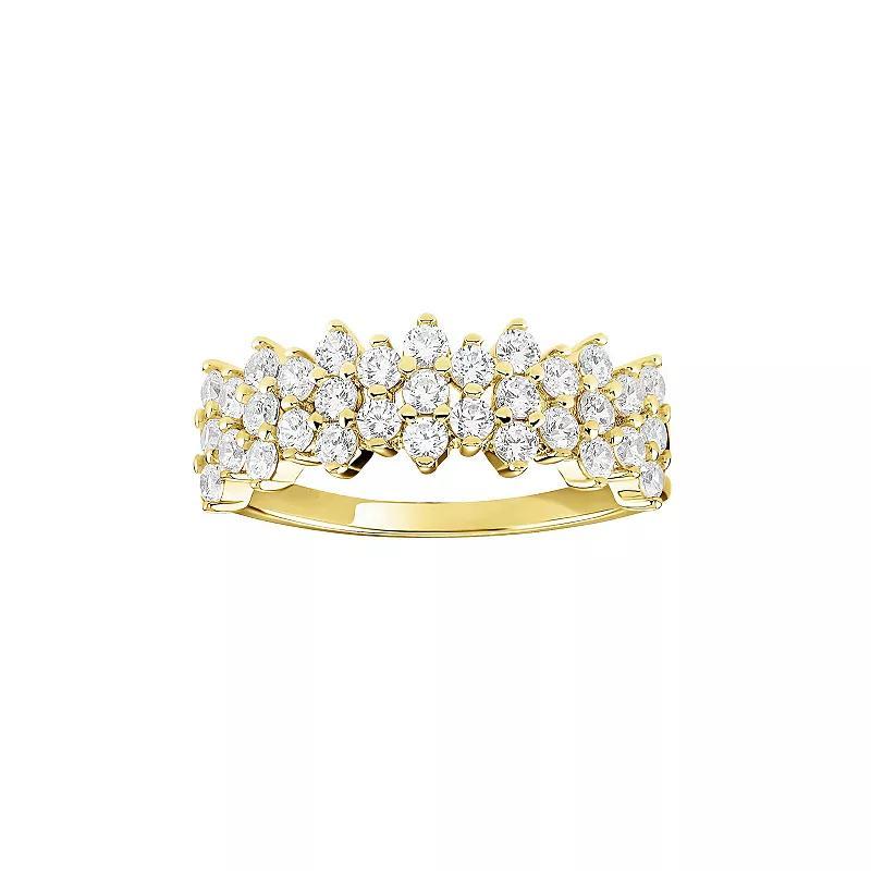 PRIMROSE Sterling Silver Cubic Zirconia Cluster Band Ring, Womens Gold Tone Product Image