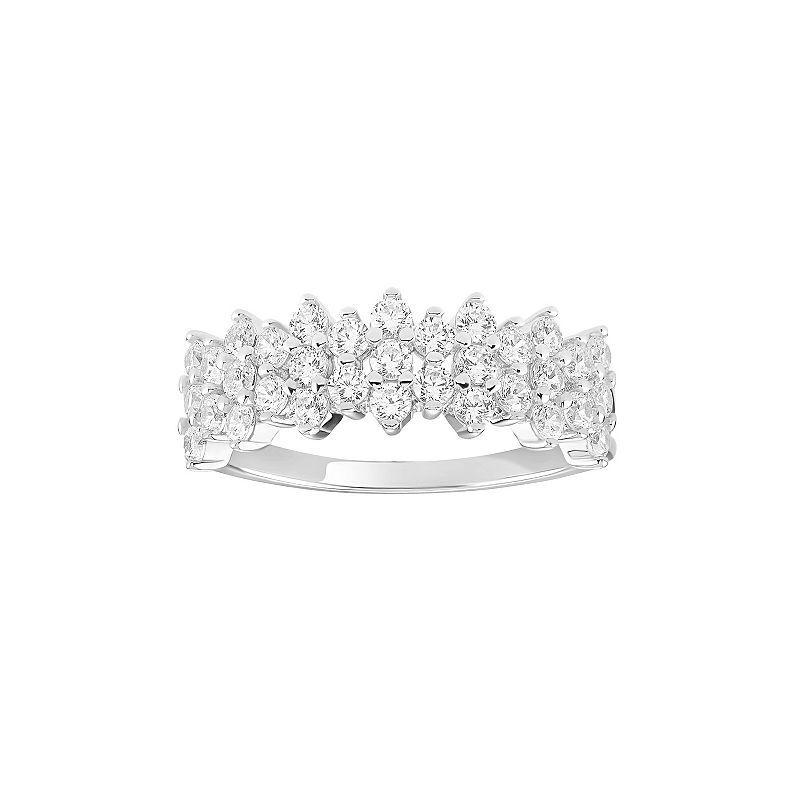 PRIMROSE Sterling Silver Cubic Zirconia Cluster Band Ring, Womens Product Image