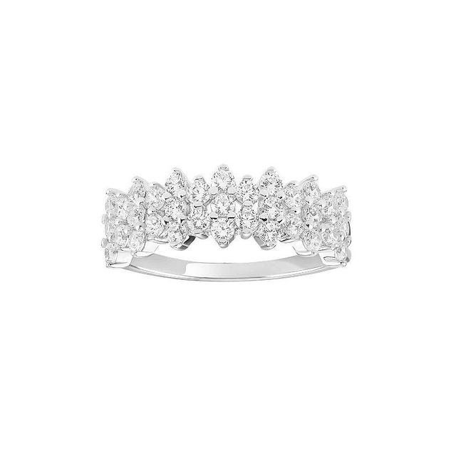 PRIMROSE Sterling Silver Cubic Zirconia Cluster Band Ring, Womens White Product Image