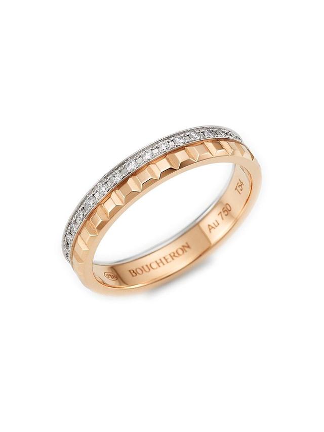 Womens Quatre Radiant Edition Clou De Paris Two-Tone 18K Gold & 0.24 TCW Diamond Wedding Band Product Image