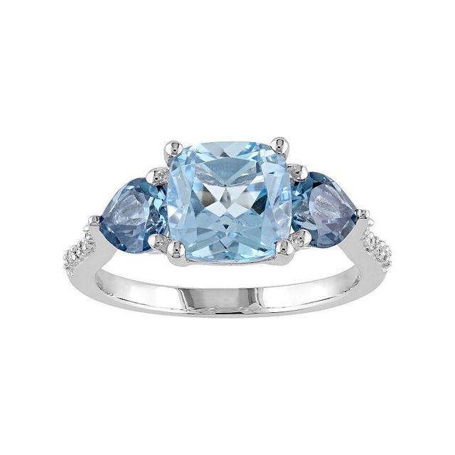 Stella Grace Sky Blue Topaz, London Blue Topaz & Diamond Accent Sterling Silver 3-Stone Ring, Womens Product Image