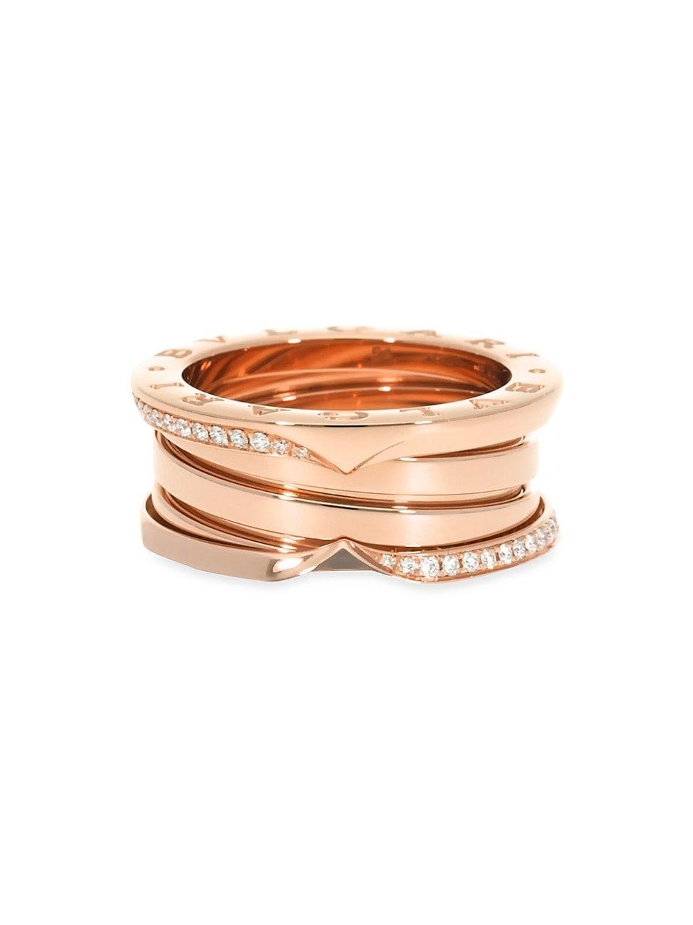 Womens B. Zero1 18K Gold & Diamond Three-Band Ring Product Image