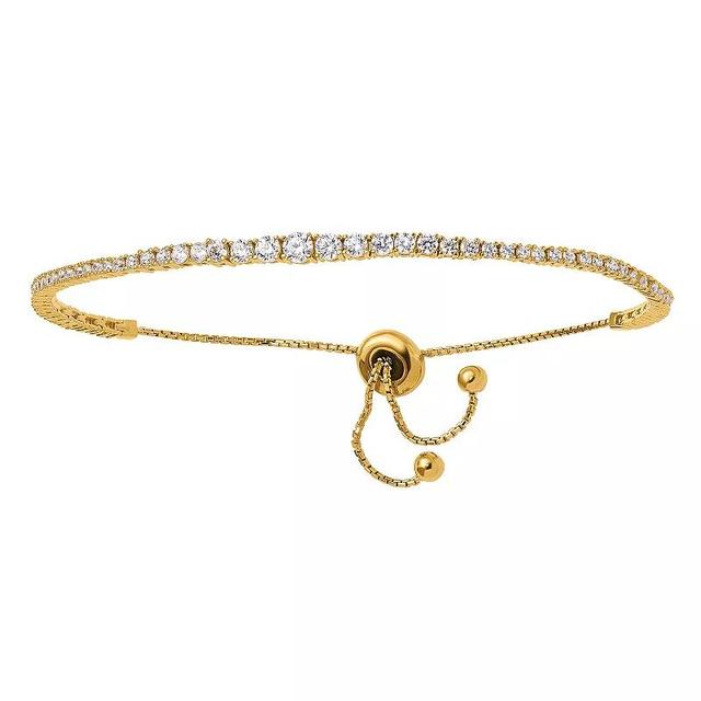 Sterling Shimmer Gold Tone Cubic Zirconia Adjustable Bracelet, Womens Product Image