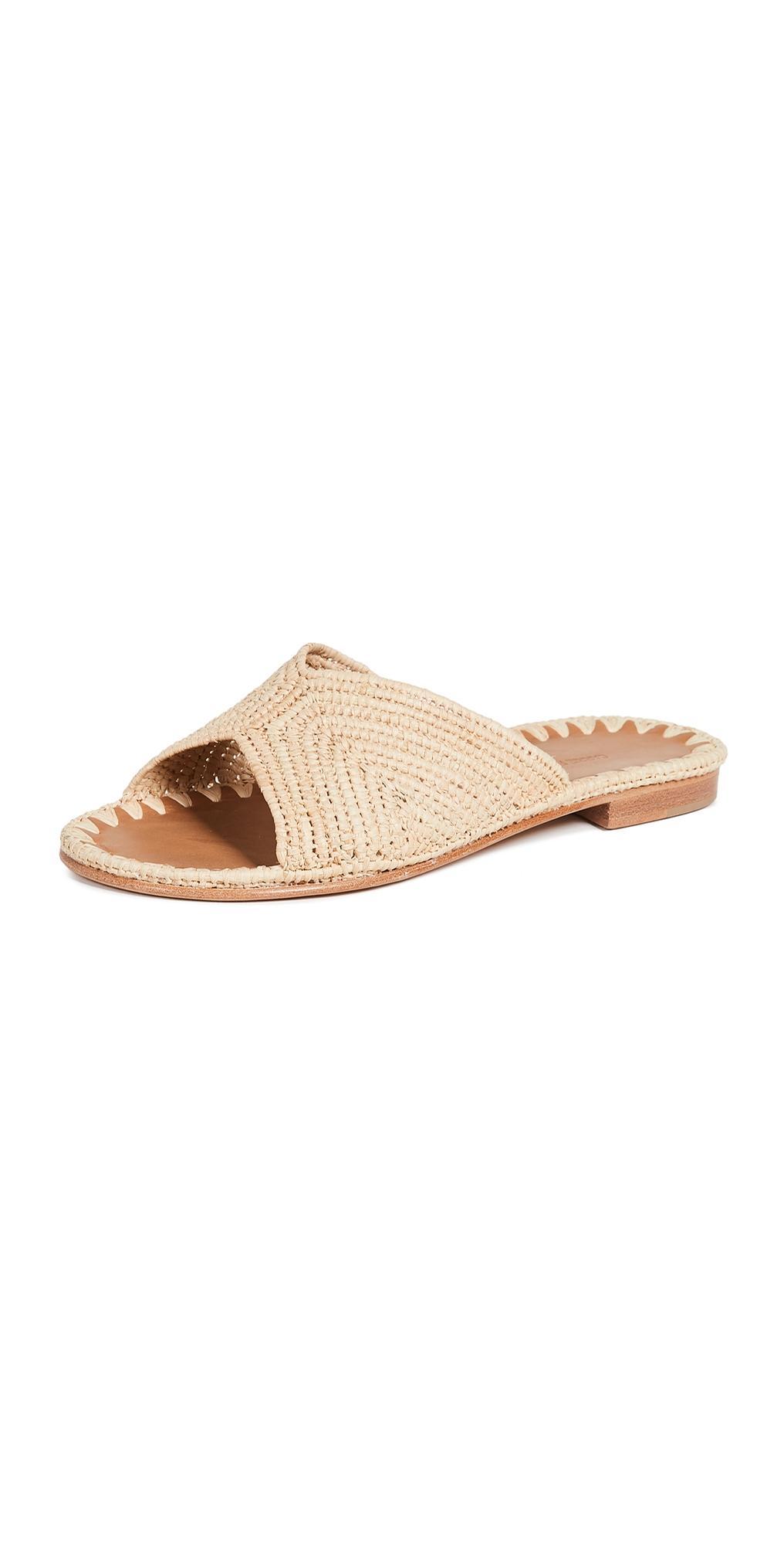 Woven Raffia Flat Slide Sandals Product Image