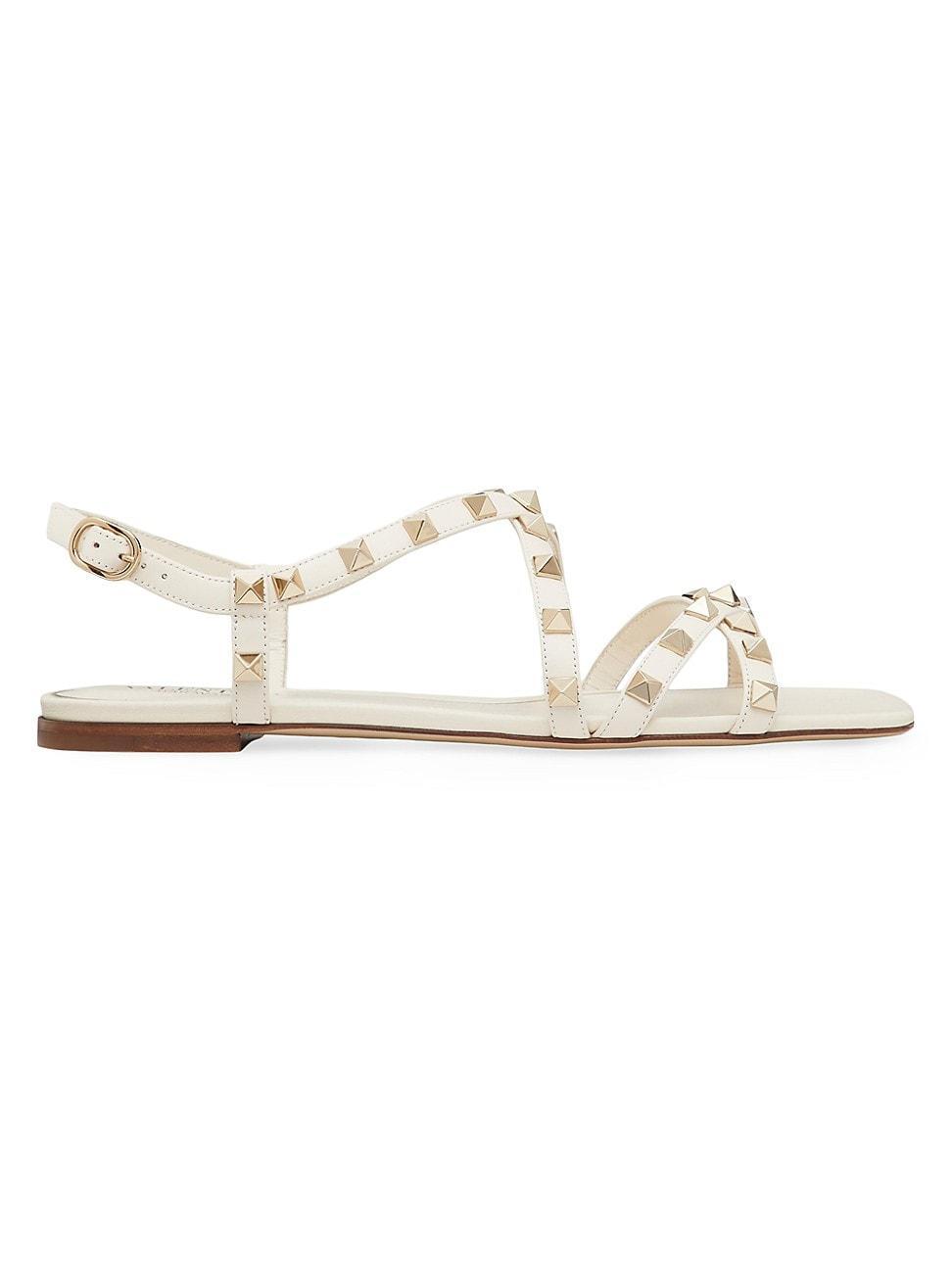 Womens Calfskin Rockstud Sandals with Straps Product Image