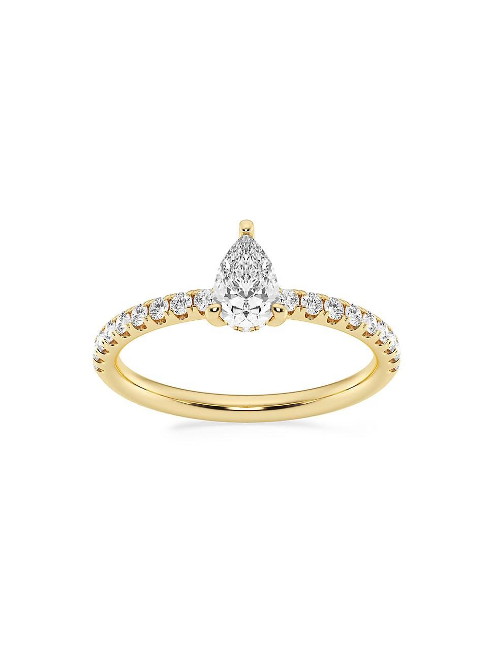 Womens 14K Yellow Gold & Pear-Cut Lab-Grown Diamond Hidden Halo Ring/0.80-3.41 TCW Product Image