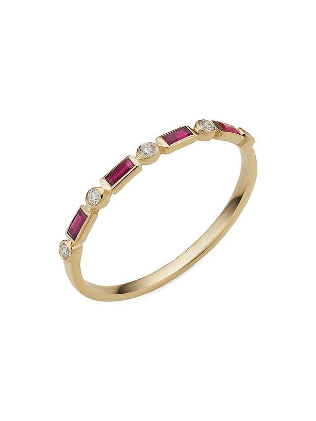 Womens 14K Yellow Gold Crown Jewels Ruby Diamond Ring Product Image