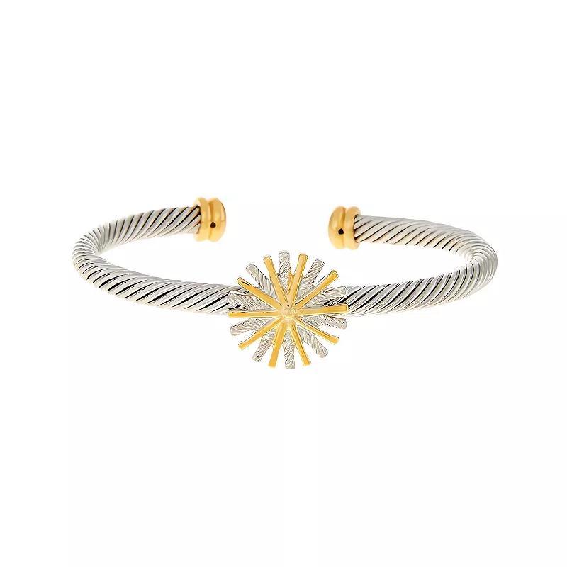 Juvell Two-Tone 18k Gold Plated Starburst Cuff Bracelet, Womens, Two Tone Product Image